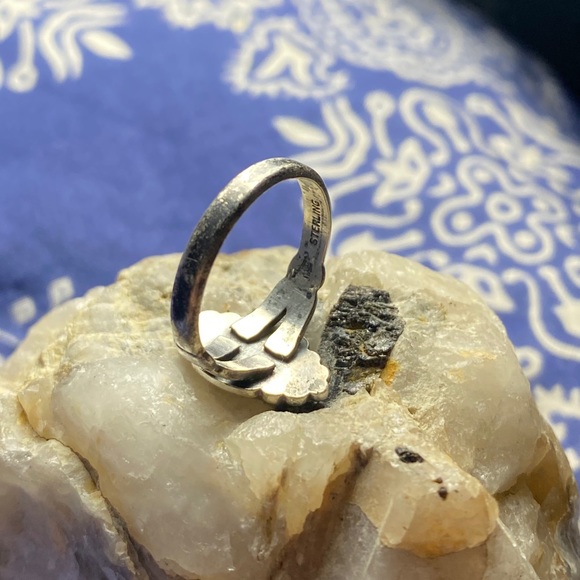 Vintage Silver & Turquoise Bell Traders Ring 1930s - Picture 9 of 10